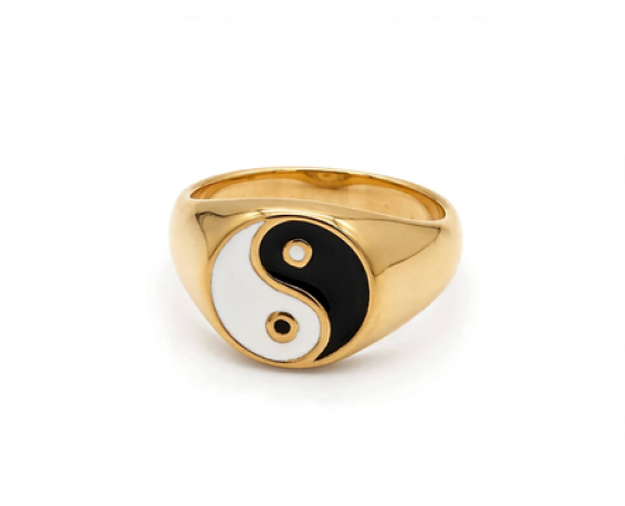 Anillo Dorado Yin Yang