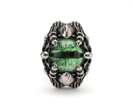 Anillo Acero Inoxidable Garra de Dragón con Ojo Verde 