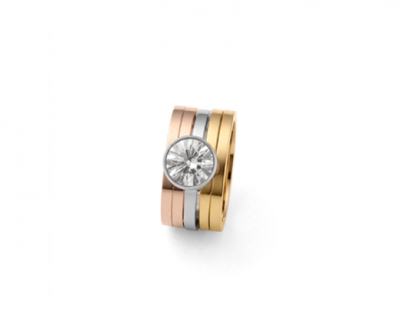 Anillo Tricolor con Zirconia Central
