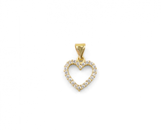 Dije Corazón Calado con Zirconias Dorado 