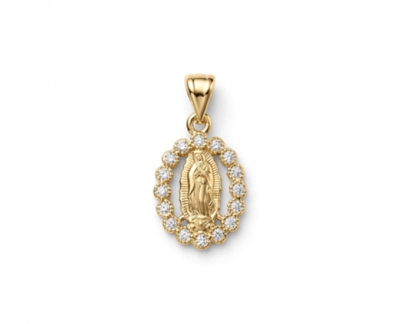 Dije Virgen de Guadalupe con Orla de Zirconias Dorado 