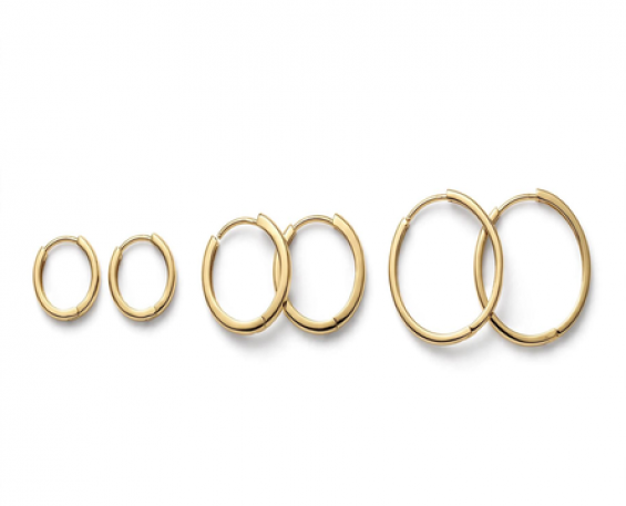 Set de 3 Pares de Argollas Doradas Lisas - Chica, Mediana y Grande