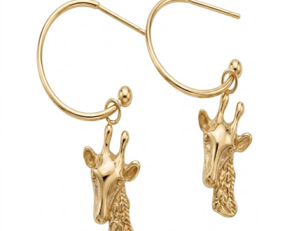 ARETES CHAPA DE ORO JIRAFA 