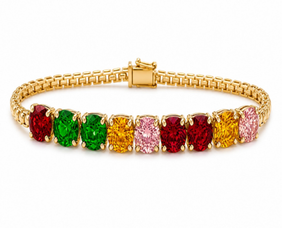 Pulsera Dorada - Cristales Multicolor