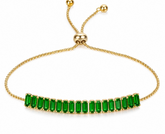 Pulsera Ajustable - Cristales Esmeralda
