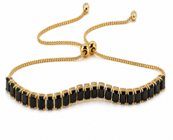Pulsera Ajustable de Cristales Oscuros