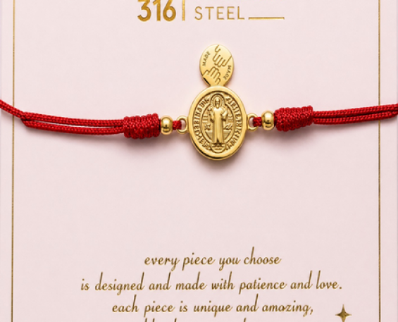 Pulsera de Hilo Rojo con Medalla de San Benito