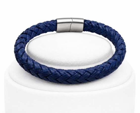 Pulsera de Piel Trenzada Azul