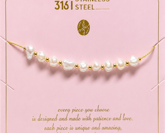 Collar de Perlas con Cuentas Doradas