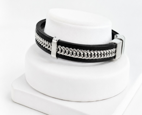 Pulsera de Piel con Eslabones