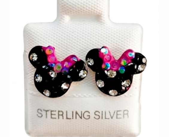 ARETES DE PLATA MINNIE BRILLOS
