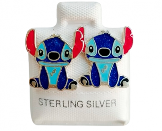 ARETES DE PLATA STICH AZUL