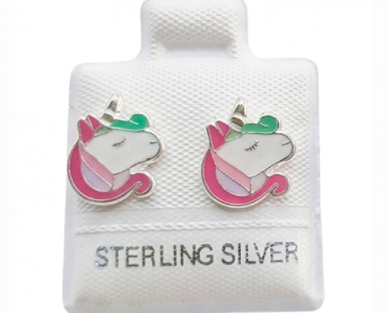 ARETES PLATA UNICORNIO 