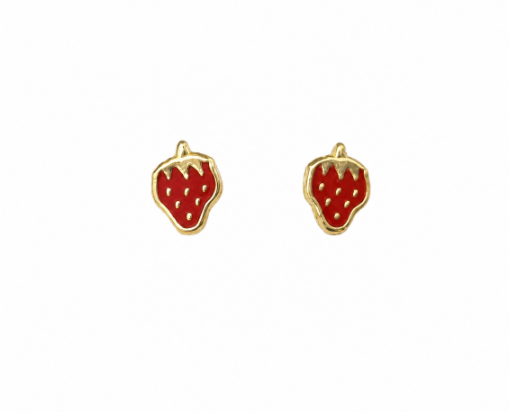 ARETES DE ORO DE FRESA 