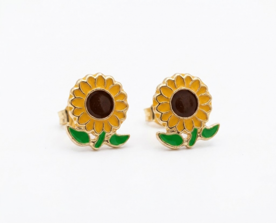 ARETES DE ORO DE GIRASOL