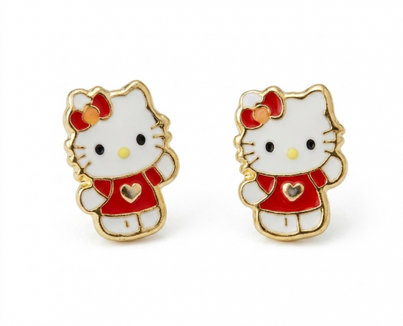 ARETES DE ORO DE HELLO KITTY