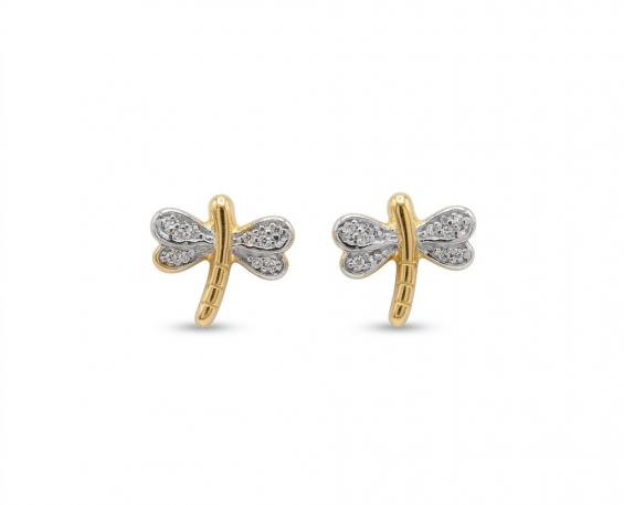 ARETES DE ORO DE LIBELULA PEQUEÑA 