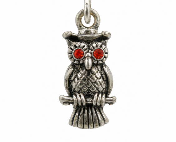 DIJE CON DISEÑO DE BUHÓ DE PLATA 