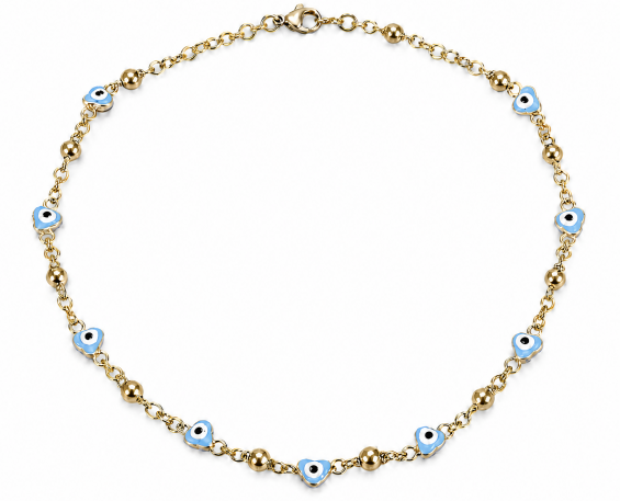 COLLAR CHAPA DE ORO CON DISEÑO DE CORAZONES CON OJOS 