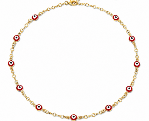 COLLAR DE CHAPA DE ORO CON OJOS COLOR ROJO 