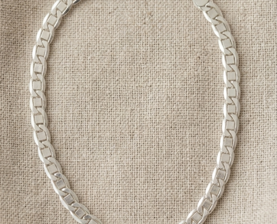 Pulsera rec5ta de plata brillante
