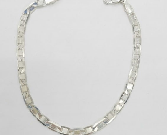 Pulsera rec5ta de plata brillante