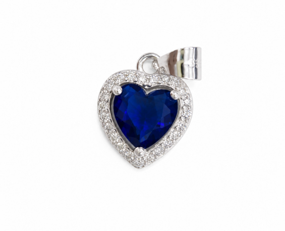 DIJE DE CORAZÓN AZUL PLATA 