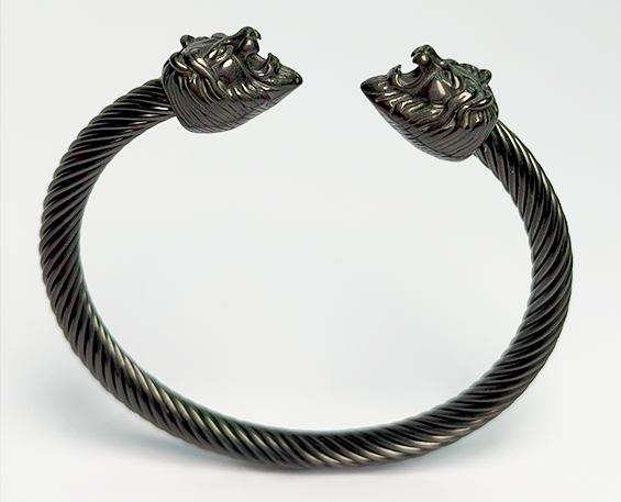 PULSERA DE ACERO INOXIDABLE NEGRA CABEZAS DE LEÓN 