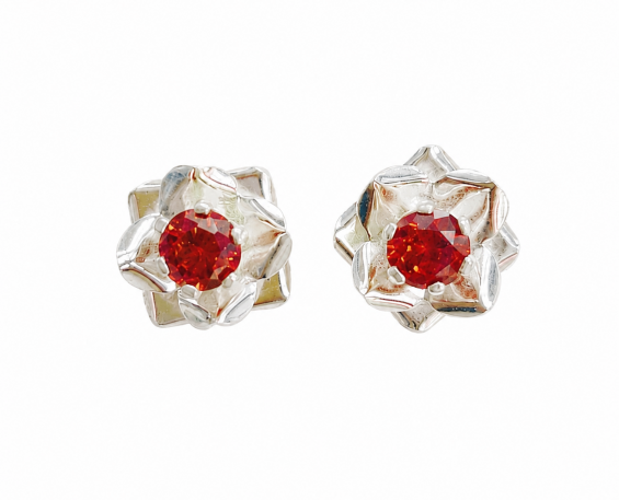ARETES DE FLOR STERLING PLATA 