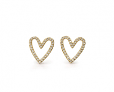Aretes Corazón Hueco Pavé Dorados con Zirconias 