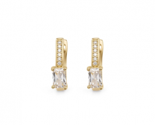 Aretes Huggie Baguette con Pavé Dorados