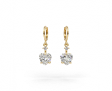 Aretes Huggie Corazón Colgante Dorados con Zirconia Corazón