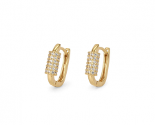 Aretes Huggie Pavé Dorados - Barra con Zirconias 