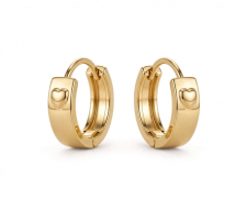 Argollas Huggie Mini Doradas con Corazón en Relieve 