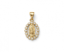 Dije Virgen de Guadalupe con Orla de Zirconias Dorado 