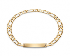 Pulsera Esclava Figaro con Placa Dorada 