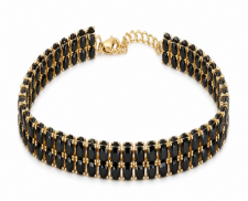 Pulsera Doble Fila de Cristales Negros