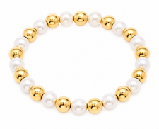 Pulsera Perlas y Esferas Doradas