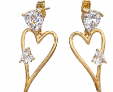 Aretes Corazones Brillantes Duales