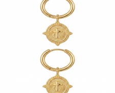 Aretes Argollas con Medalla de Cruz