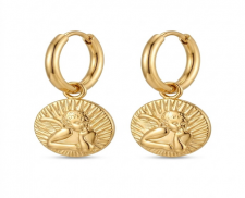 Aretes Argollas con Medalla de Ángel