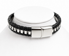 Brazalete Dual de Piel y Acero