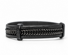 Pulsera Doble de Piel y Cadena Pavé