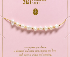 Collar de Perlas con Cuentas Doradas