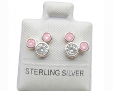 ARETES DE PLATA BRILLOS ROSAS 