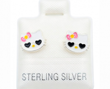 ARETES DE PLATA KITTY CON LENTES