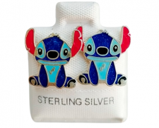 ARETES DE PLATA STICH AZUL