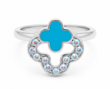 ANILLO DE PLATA EN FORMA DE TREVOL DOBLE