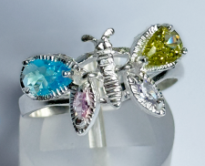 ANILLO DE PLATA MARIPOSA DE CRISTALES