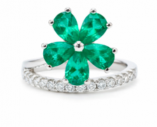 ANILLO DE PLATA CON FORMA DE FLOR VERDE